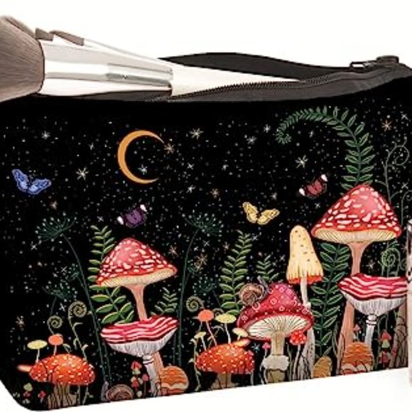 Mushrooms Moon Makeup Bag New - Picture 3 of 6